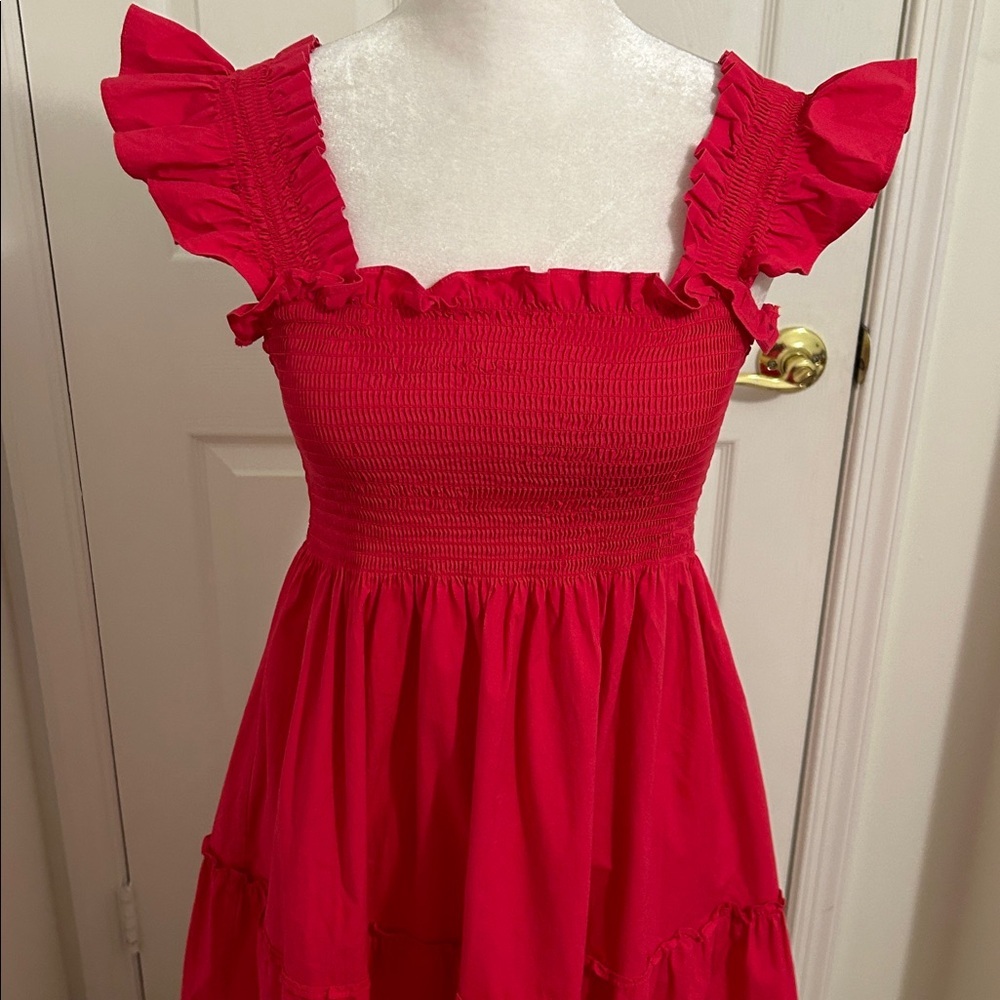 Hill House Home The Ellie Nap Dress Raspberry Red Poplin Size XS - Picture 8 of 14